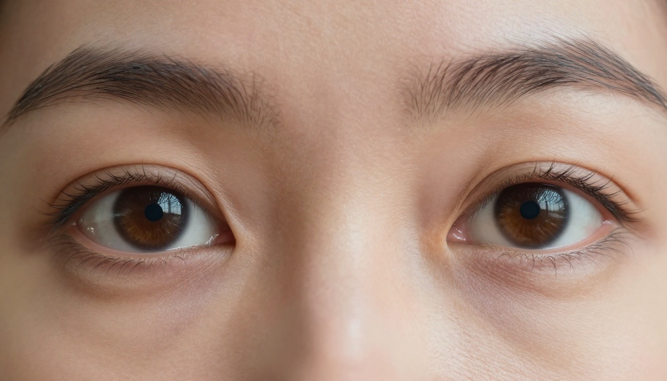 Macro close-up of woman's eyes showing extraordinary AI iris and skin detail