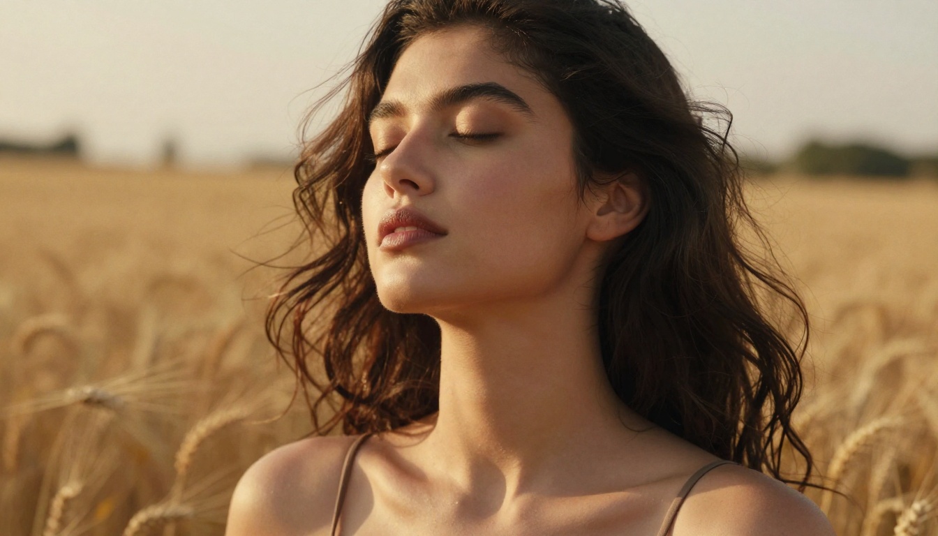 Artistic close-up portrait at golden hour