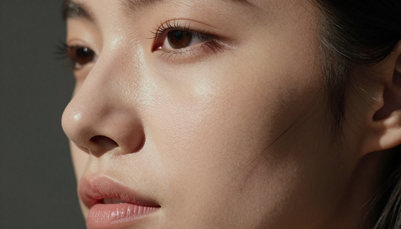 Macro portrait with extraordinary skin texture in dramatic directional light Macro portrait with extraordinary skin texture in dramatic directional light