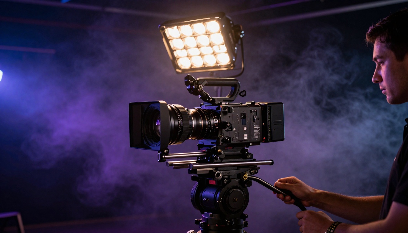 Cinematic AI studio setup with volumetric lighting