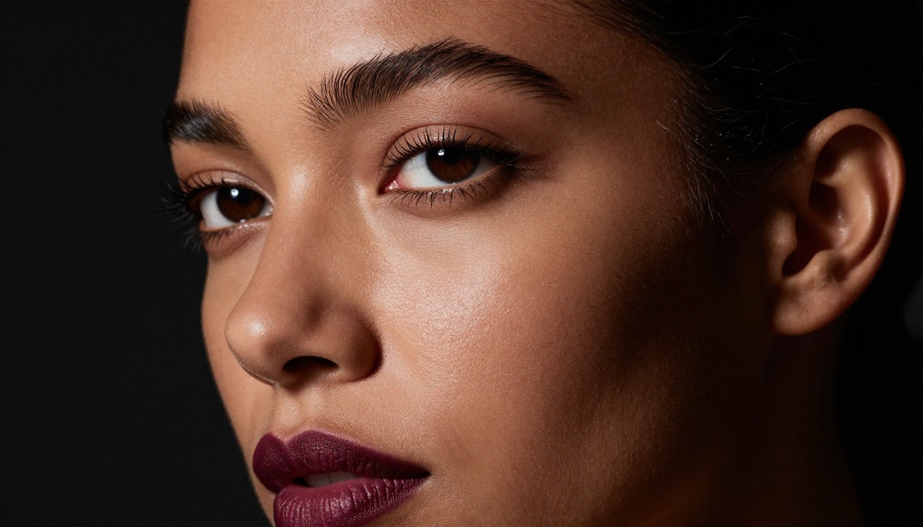 Close-up cinematic portrait with Rembrandt lighting triangle