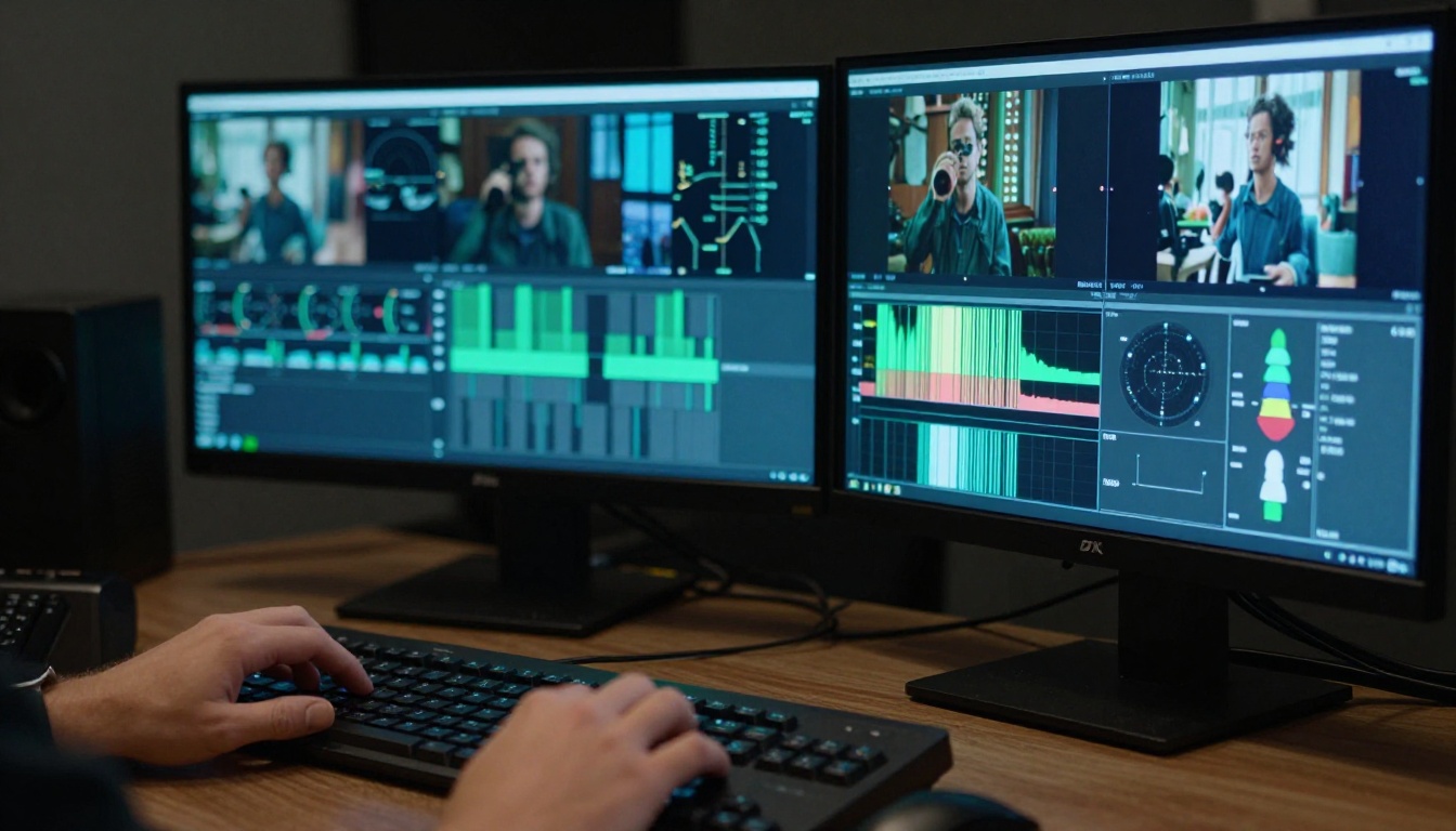 Professional video color grading and production monitor setup Professional video color grading and production monitor setup