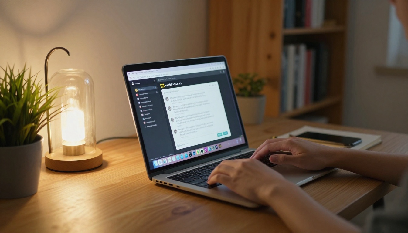 Laptop with AI chat interface on a home desk