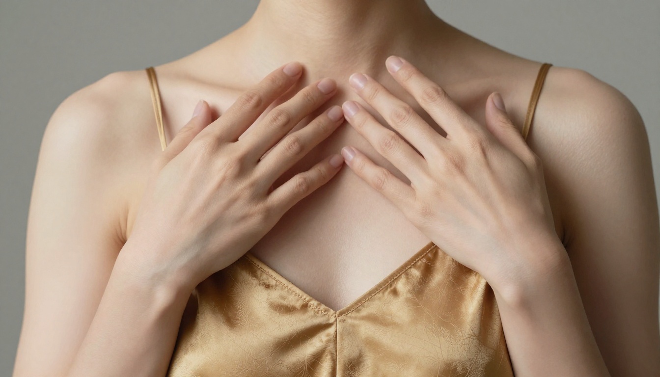 Artistic close-up of hands and torso in expressive pose