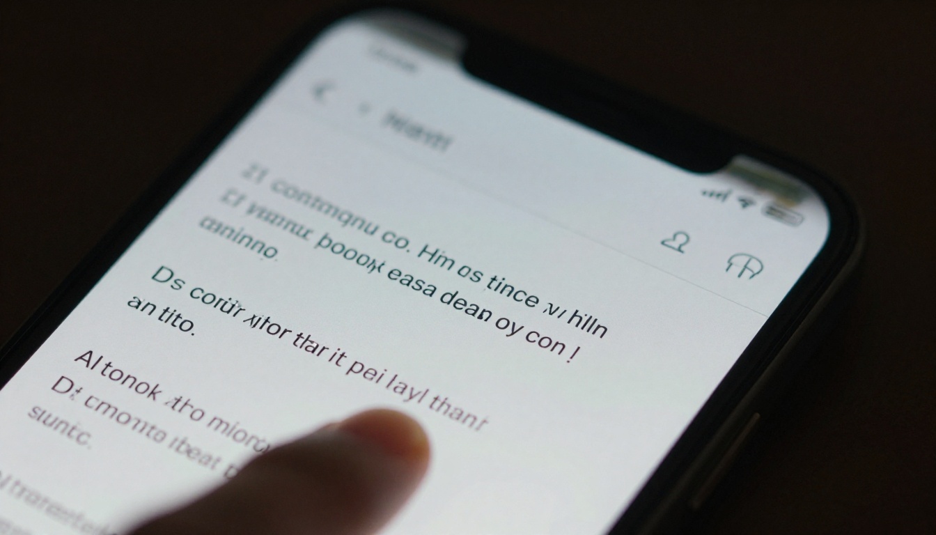 Extreme close-up of a smartphone screen displaying an AI chat interface