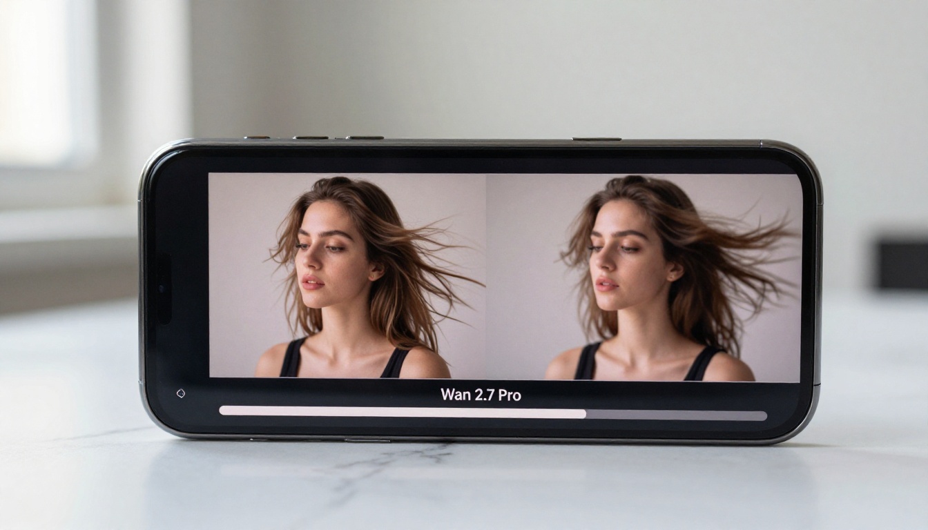 Smartphone displaying split screen: still photo on left, animated video frame on right