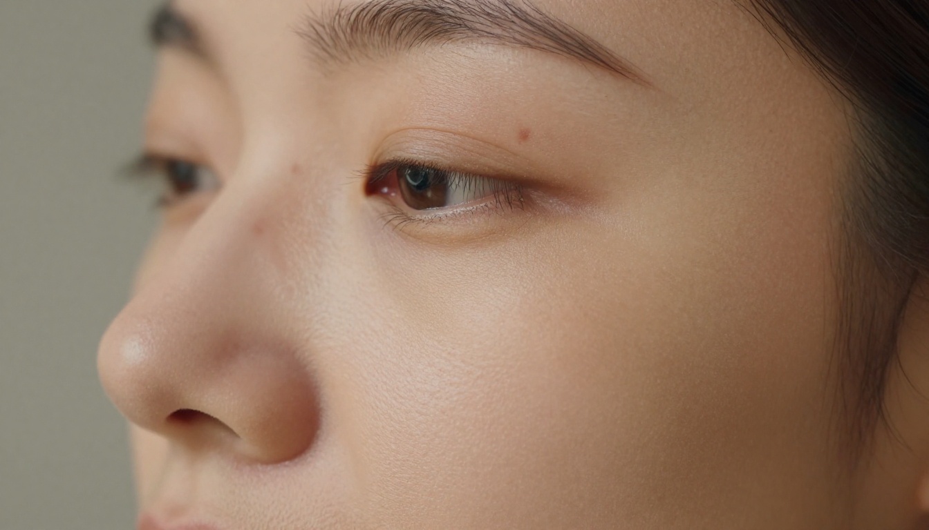 Extreme macro close-up showing photorealistic skin pores and fine peach fuzz in soft studio light Extreme macro close-up showing photorealistic skin pores and fine peach fuzz in soft studio light