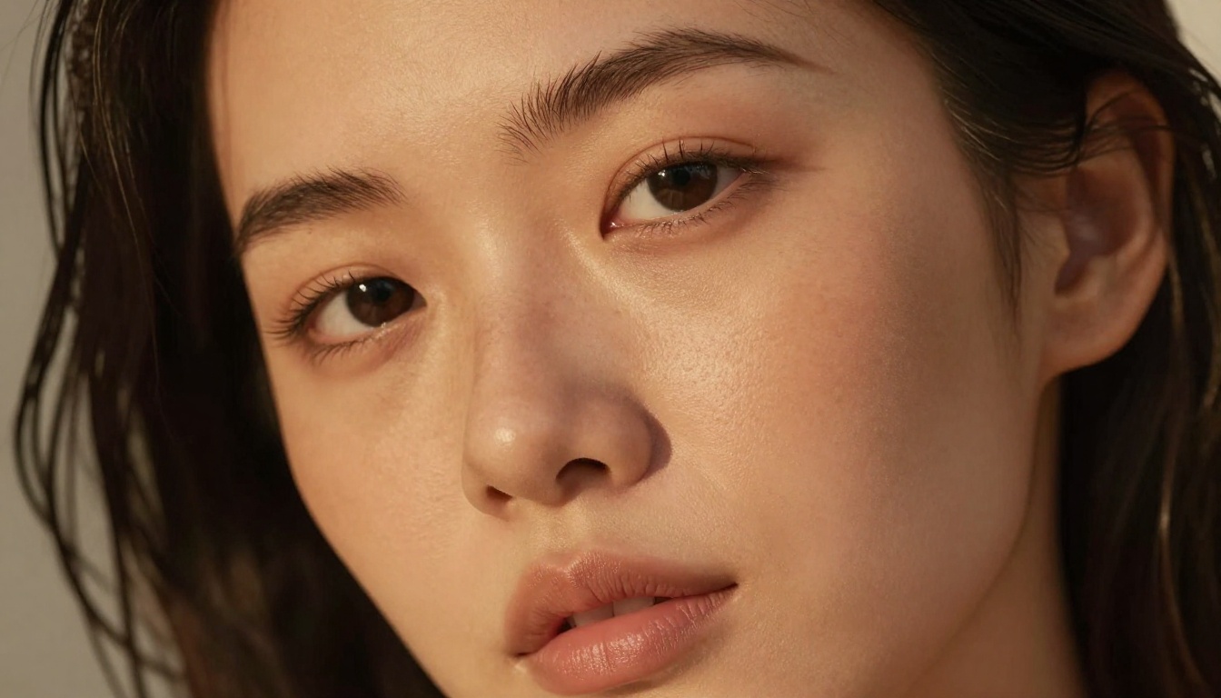 Close-up editorial portrait, studio lighting, freckles, photorealistic 8K