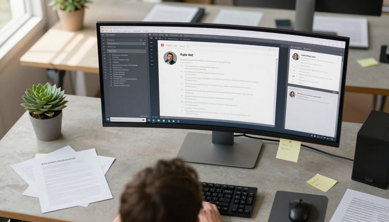 Aerial view of professional workspace with multiple AI windows open