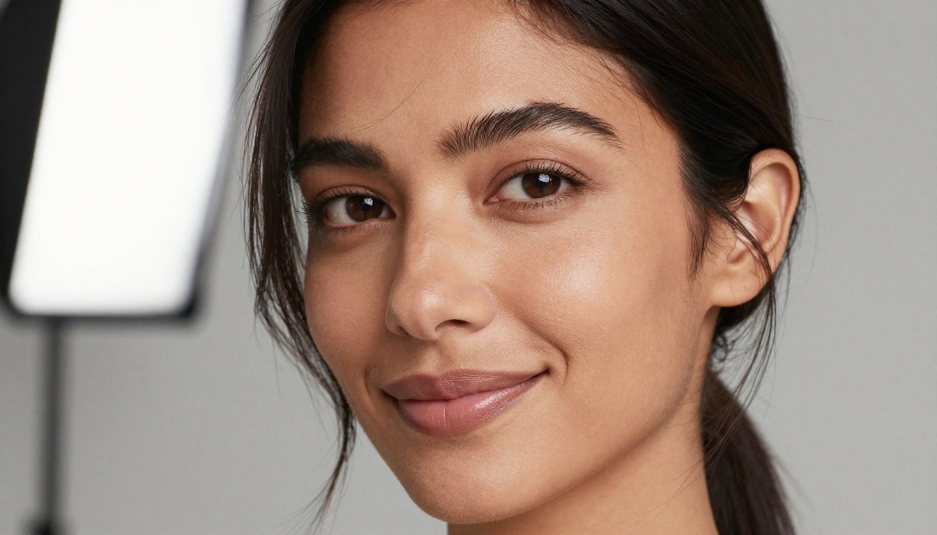Photorealistic AI-generated portrait of a woman in a professional studio