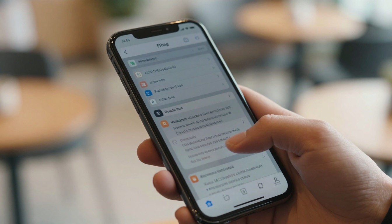Professional checking AI productivity dashboard on mobile device