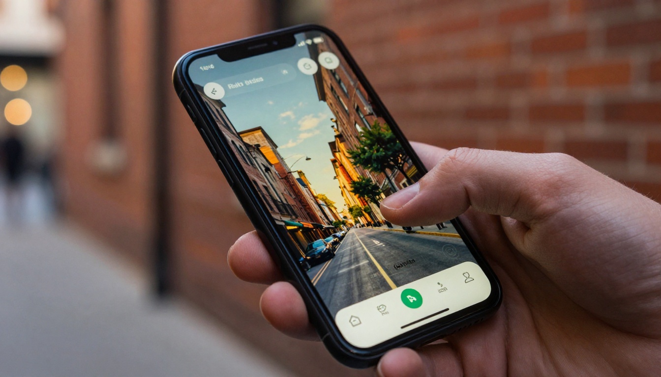 Smartphone showing AI-generated landscape in mobile app