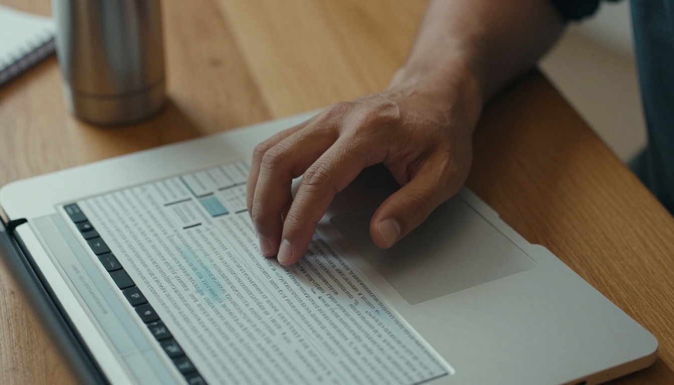 Professional working through long document tasks at desk
