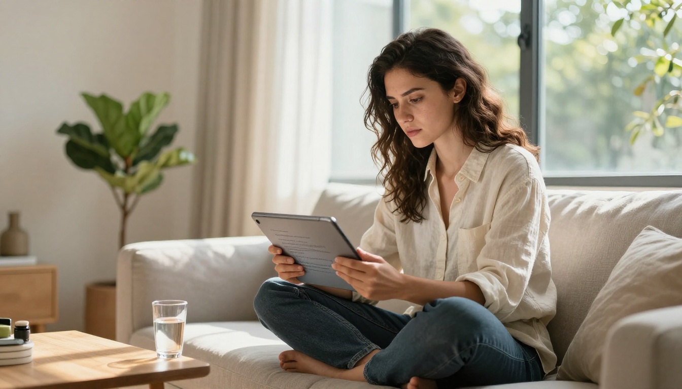 User reading detailed AI reasoning response on a tablet