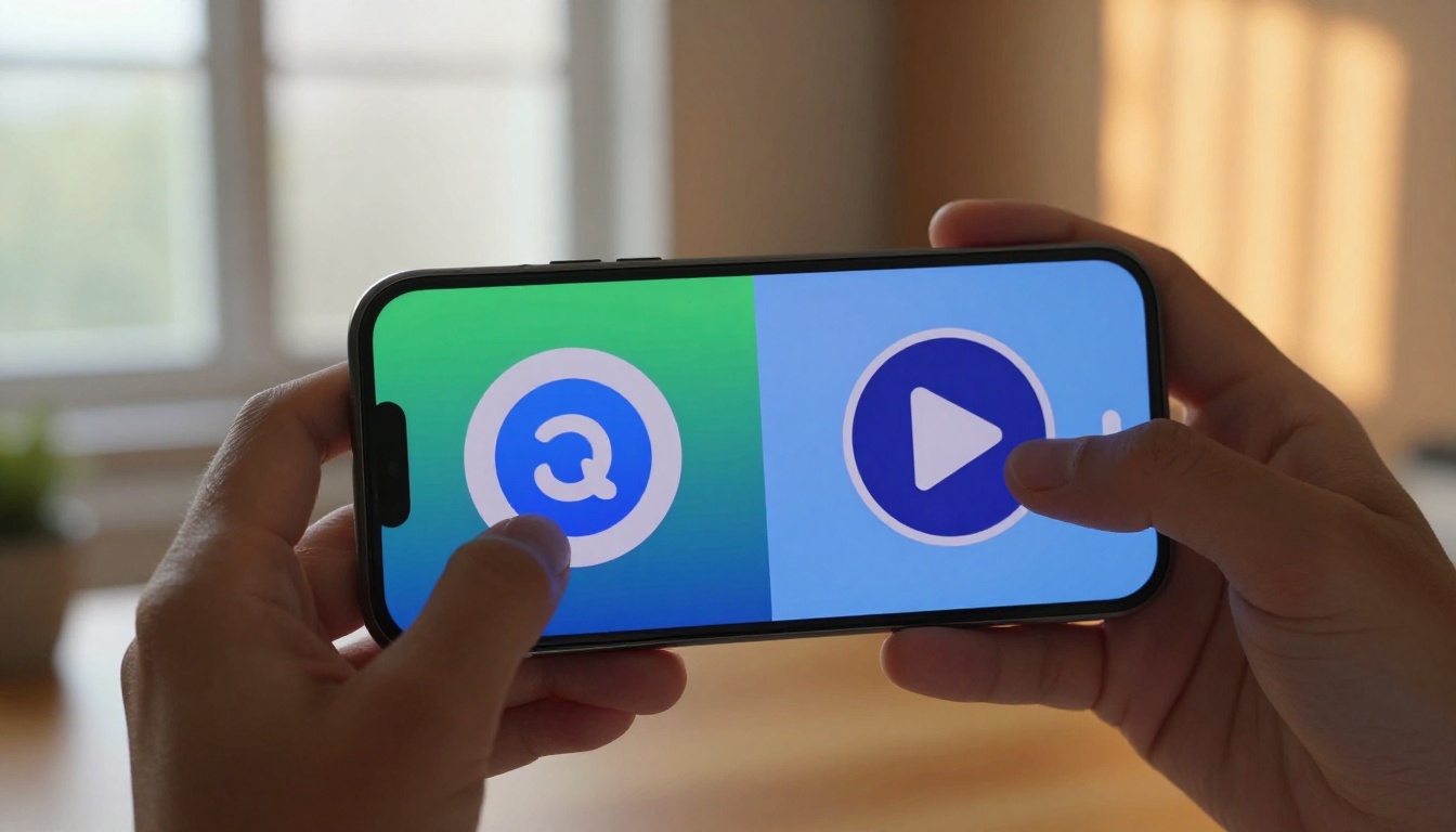 Two smartphones side by side displaying AI image tools