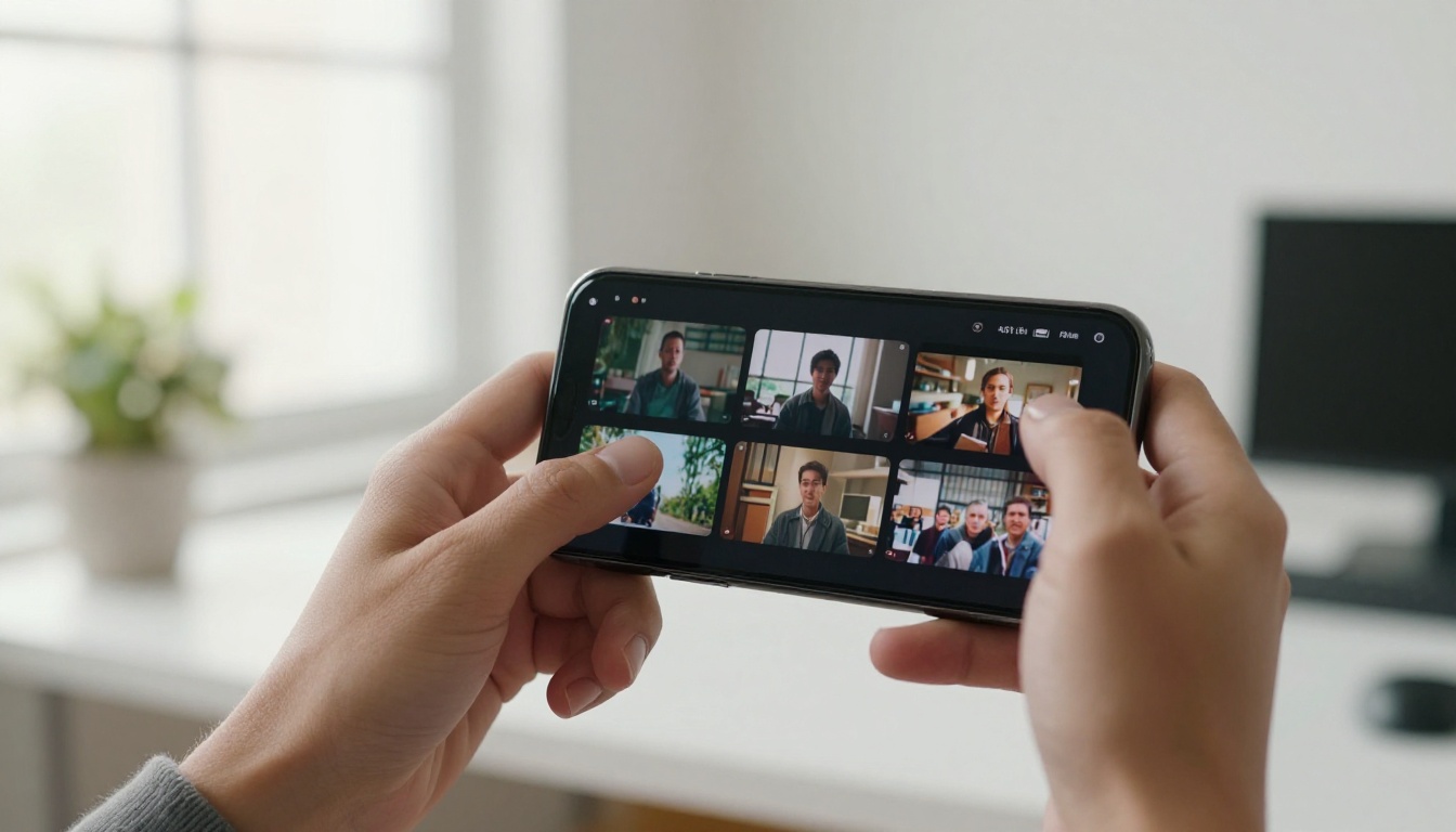 A content creator scrolling through AI video outputs on a smartphone