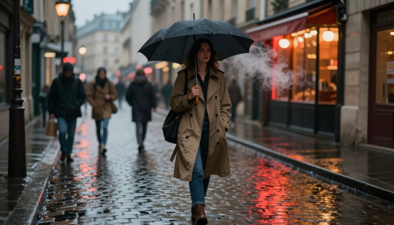 Photorealistic street scene with natural movement and reflections
