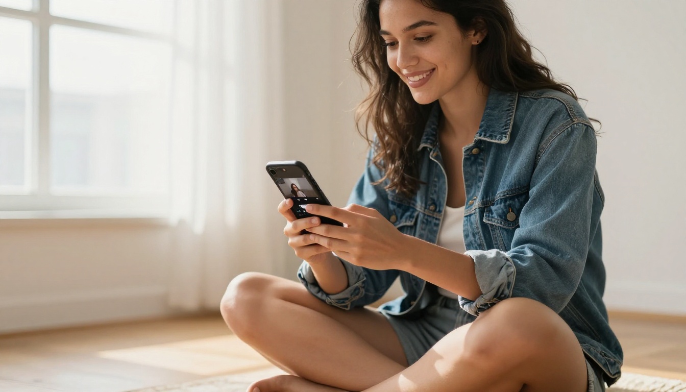 Content creator using phone to record TikTok videos