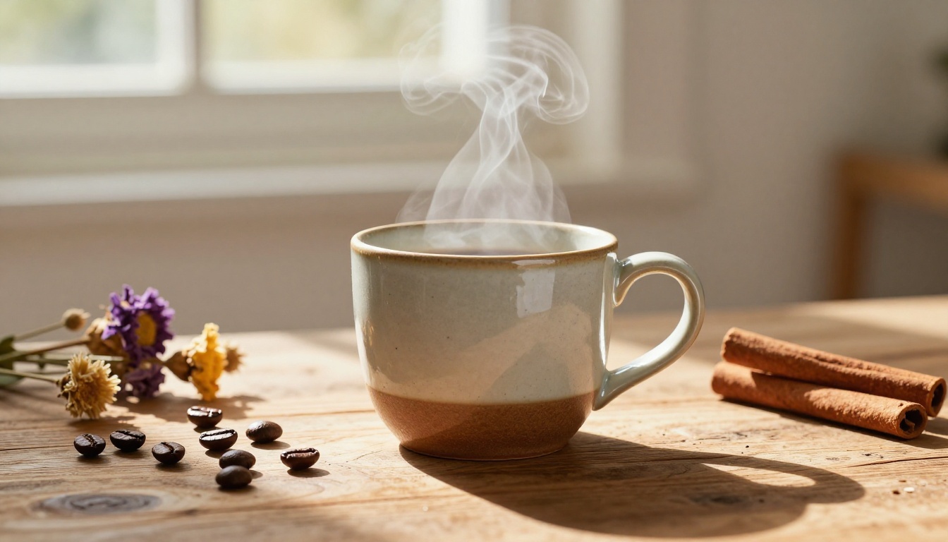 Vibrant coffee product photography with natural side lighting for social media Vibrant coffee product photography with natural side lighting for social media