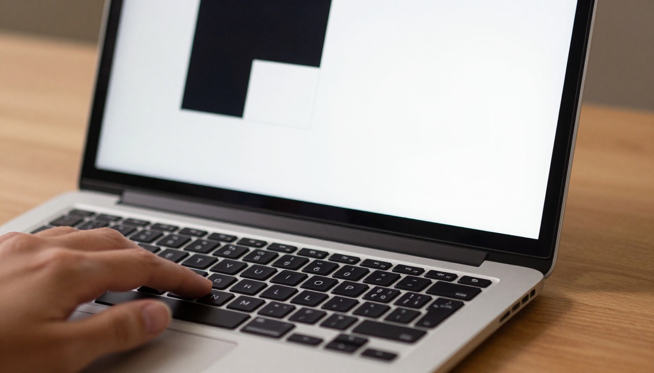 Designer working at laptop with logo design interface