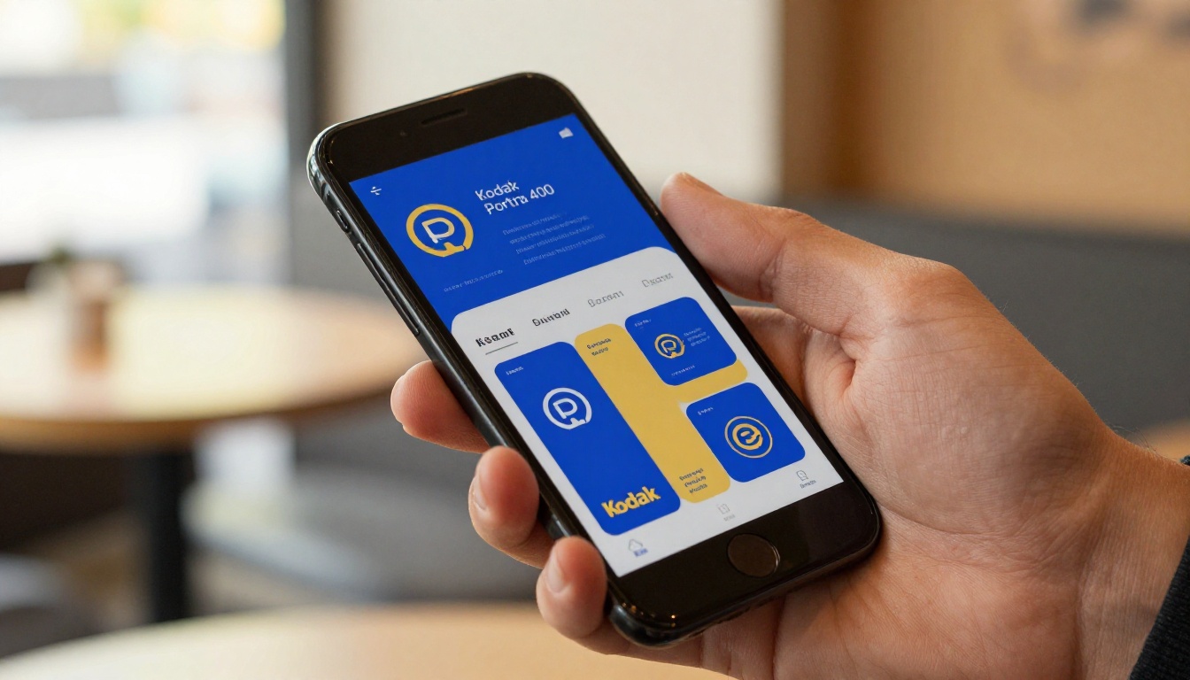 Smartphone showing brand identity mockup screens
