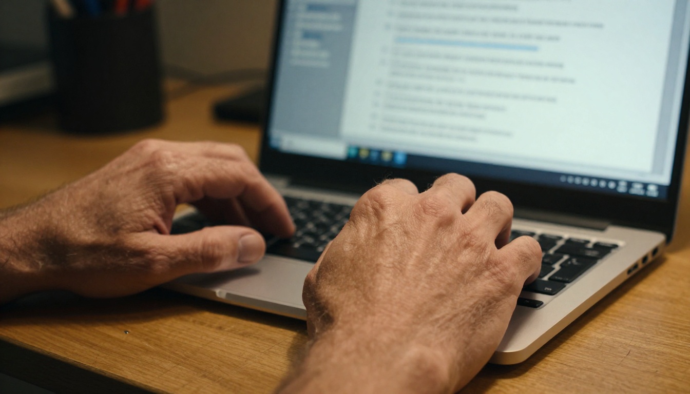 Person typing on keyboard with AI chatbot on screen