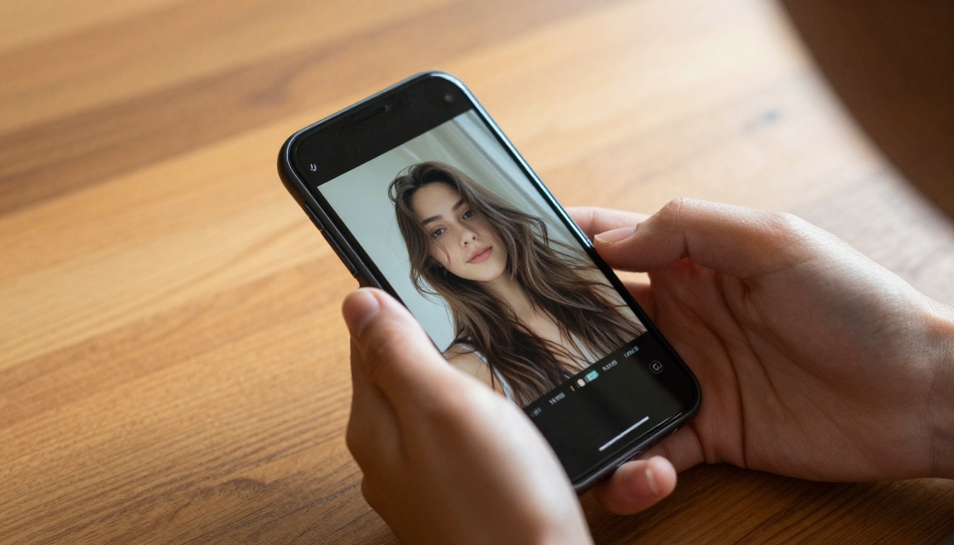 AI hands holding smartphone with animated photo