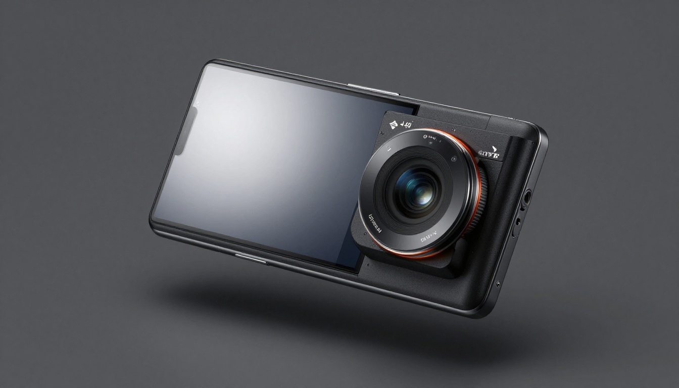 Dramatic studio product photography of a matte black smartphone with single hard key light and sharp edge specular highlight