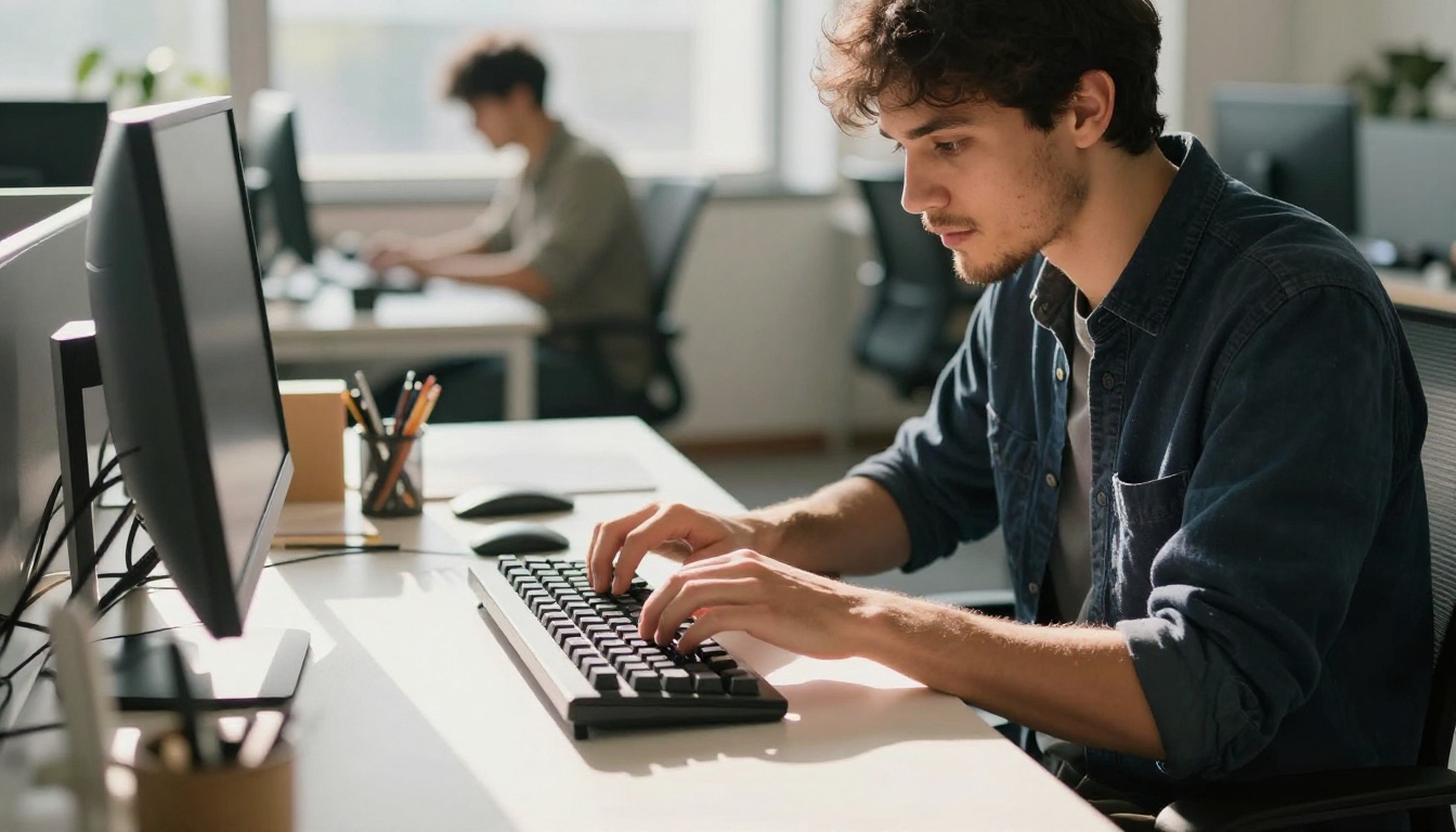 AI writing workflow at a standing desk AI writing workflow at a standing desk