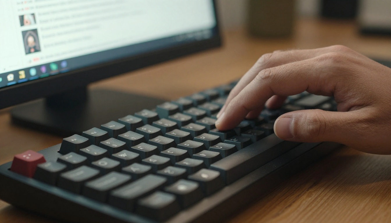 AI video creator working at a dual-monitor desk setup
