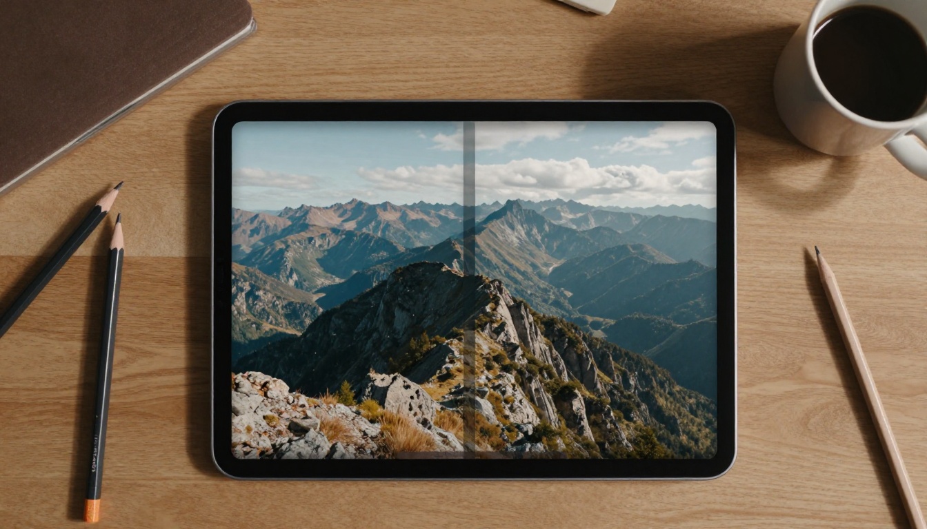 Split-screen comparison showing landscape photo vs vertical video format
