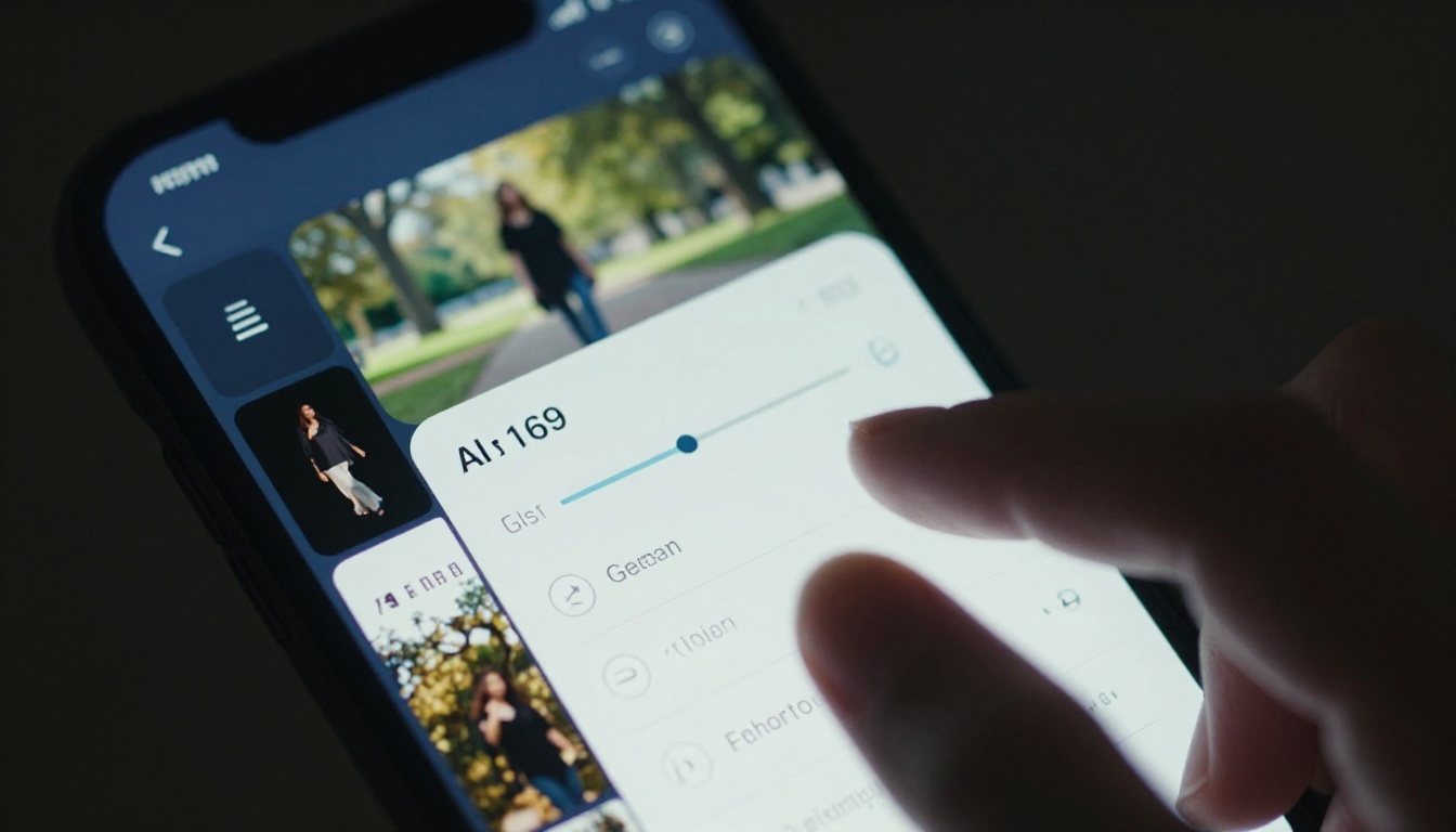 Close-up of AI video generation interface on a smartphone screen