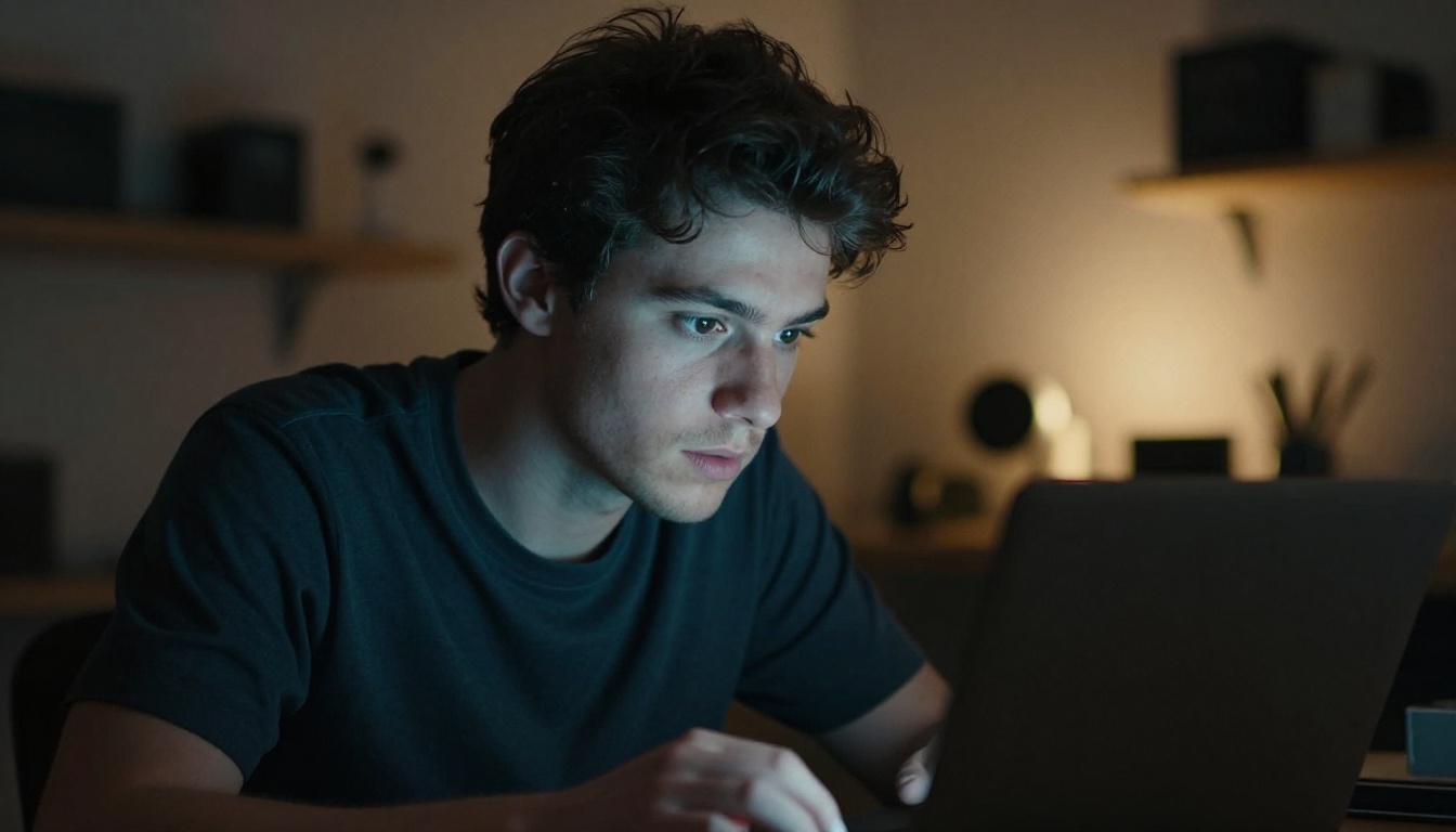 Filmmaker reviewing footage with cinematic depth of field