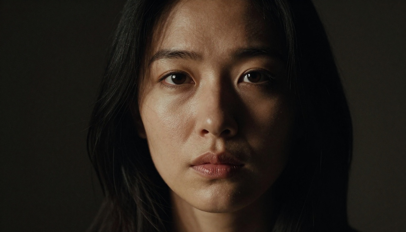 Dramatic cinematic portrait with strong directional side lighting
