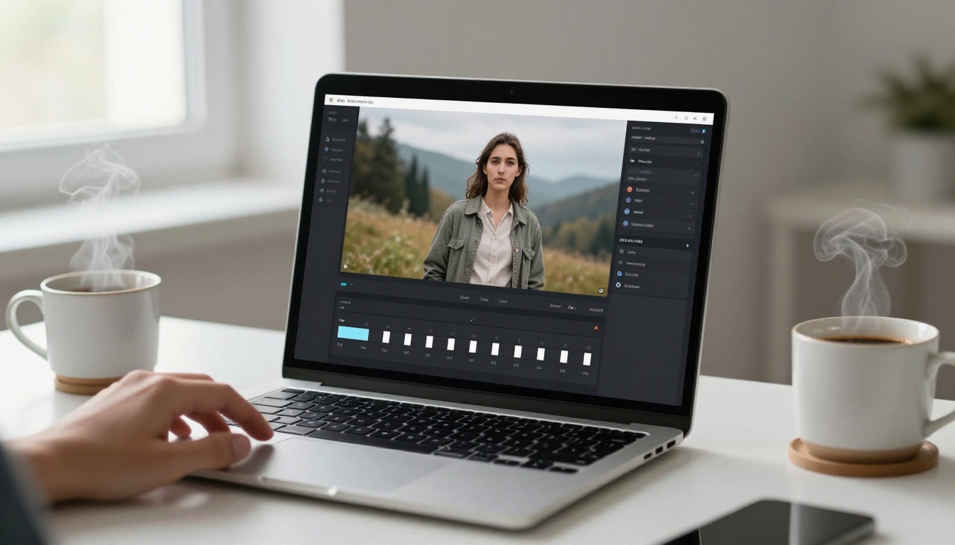 AI interface on a laptop showing the image-to-video workflow AI interface on a laptop showing the image-to-video workflow