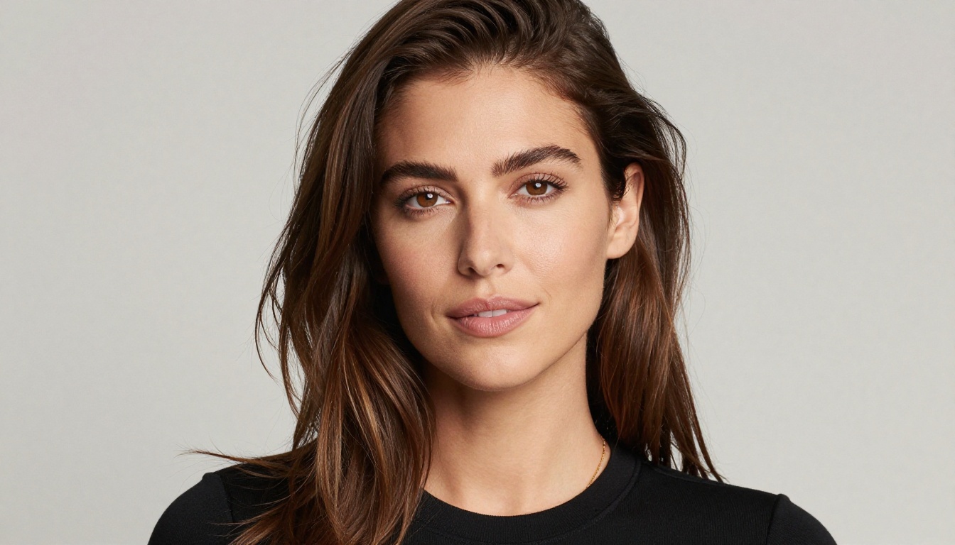 Portrait of a woman in a white studio, natural light, confident expression