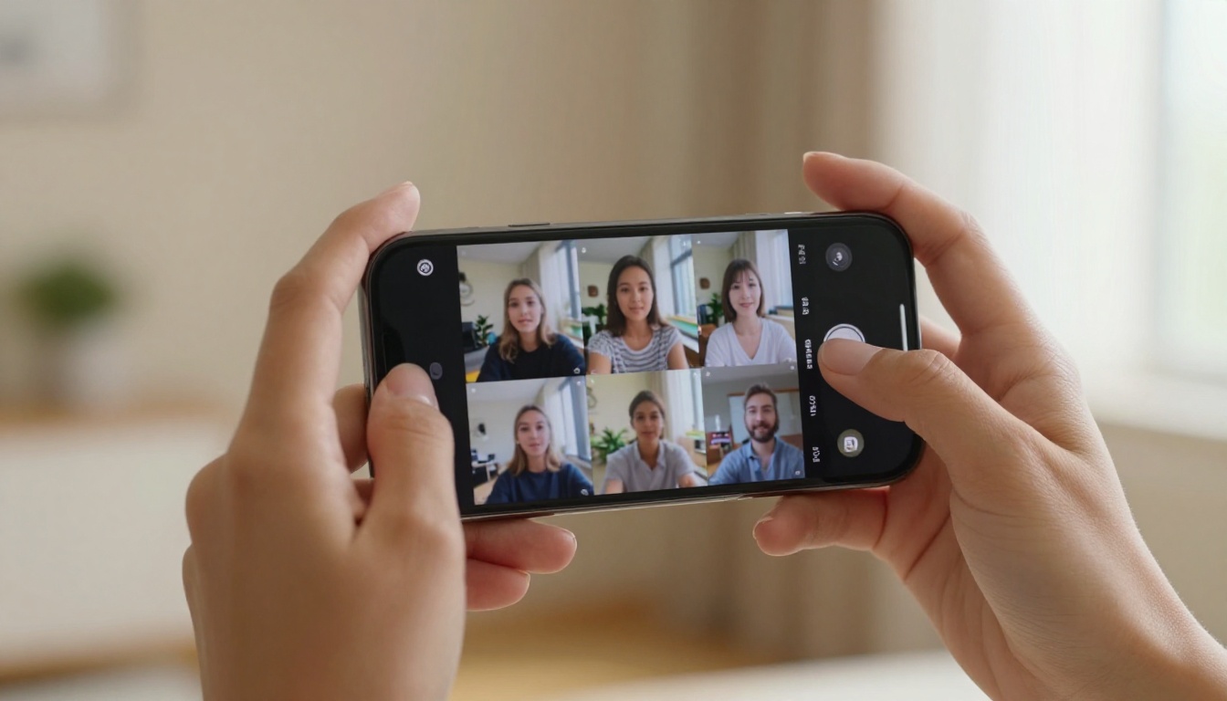 Close-up of hands holding smartphone displaying AI video generation interface