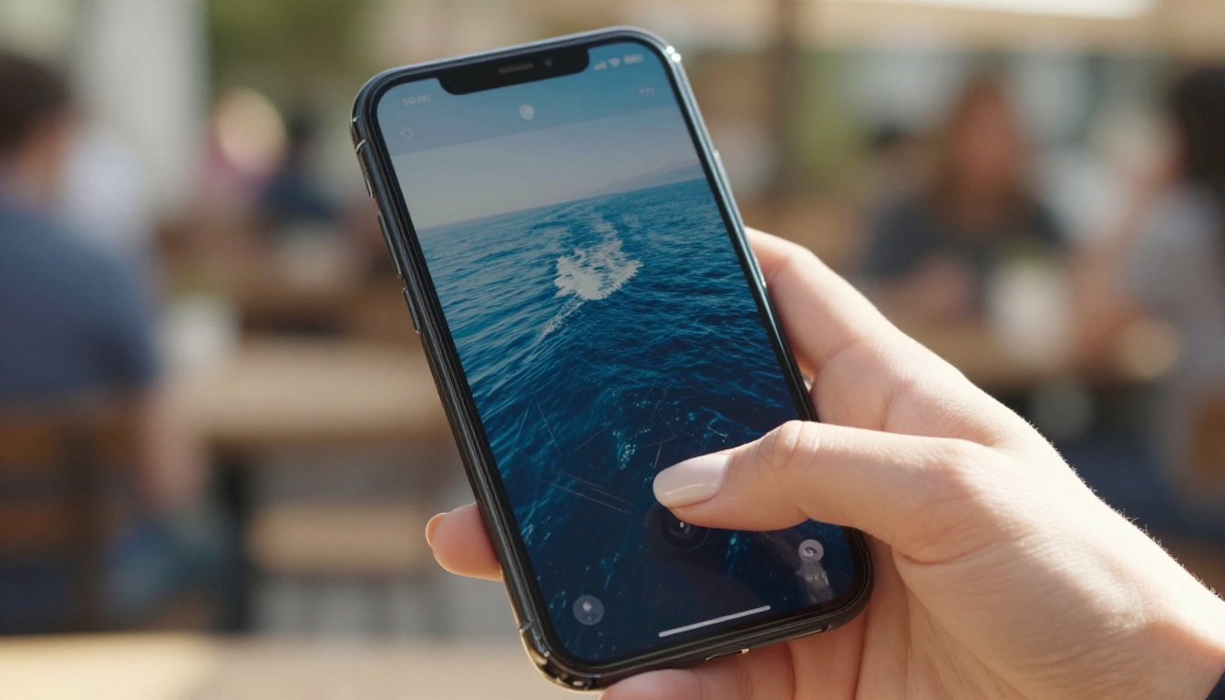 Smartphone showing an AI-generated ocean video on a social media feed