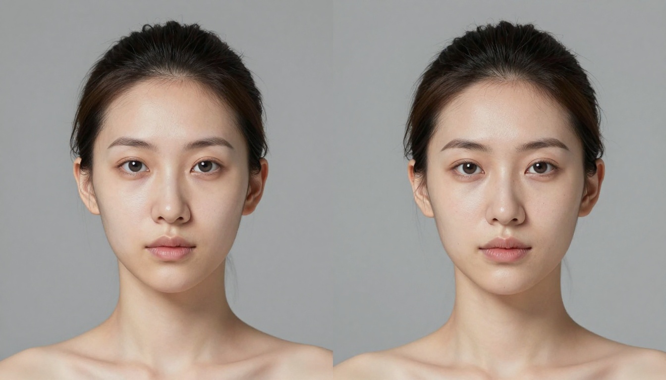 Side-by-side photorealistic comparison showing a generic AI-smoothed face on the left versus a detailed realistic portrait on the right Side-by-side photorealistic comparison showing a generic AI-smoothed face on the left versus a detailed realistic portrait on the right
