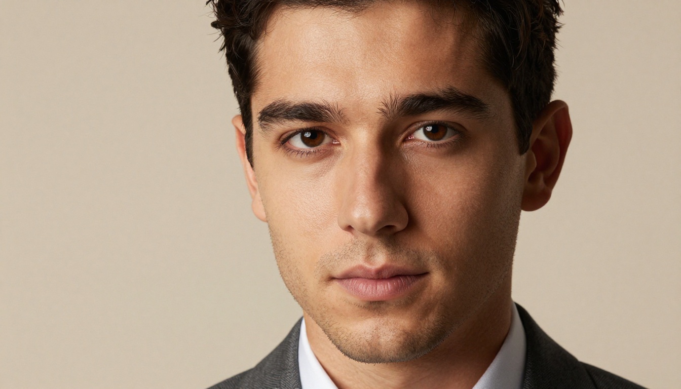 Professional male headshot with studio octabox lighting showing natural skin detail and authentic expression