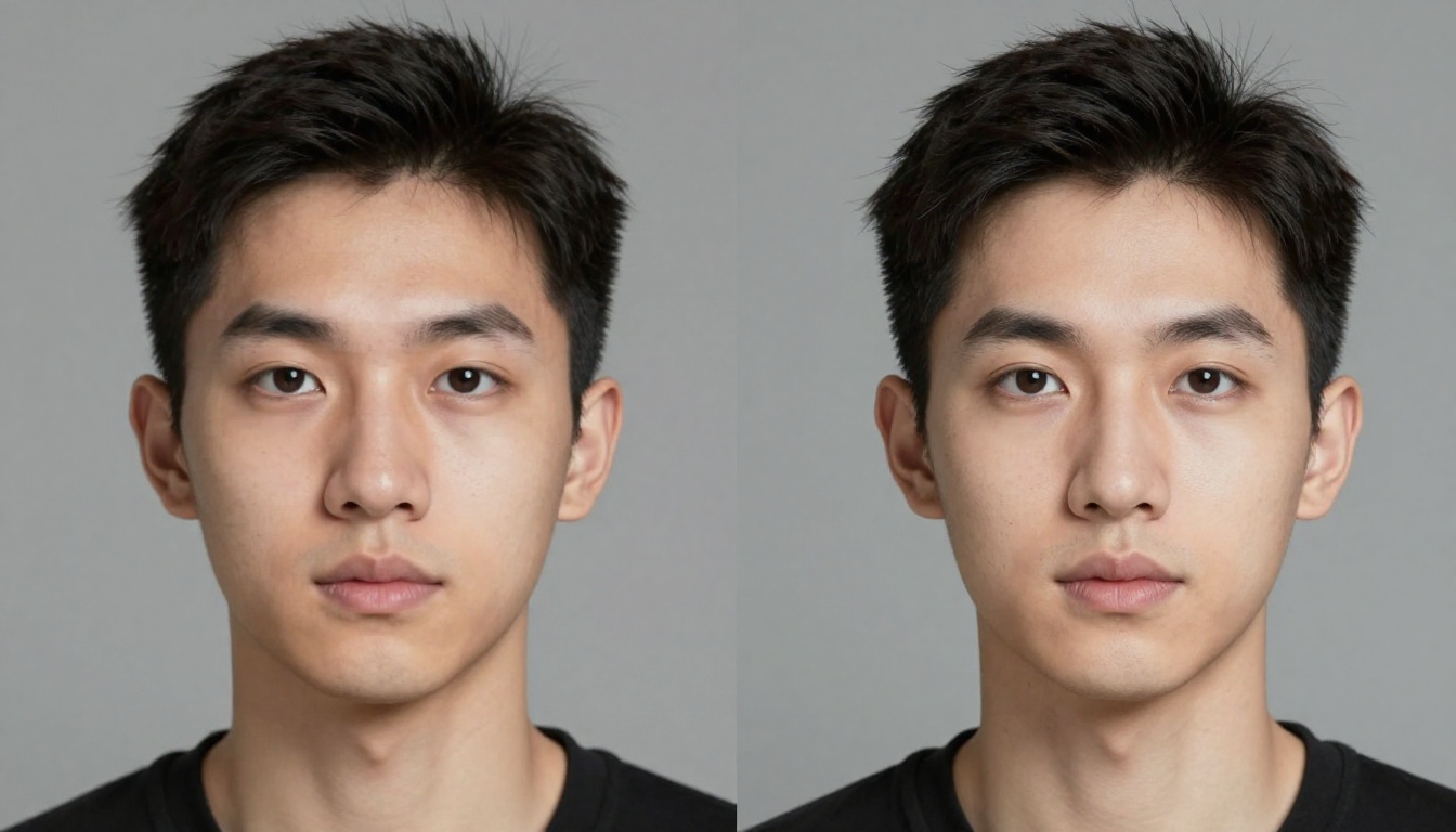 Before and after comparison showing low-quality selfie transformed into professional AI headshot