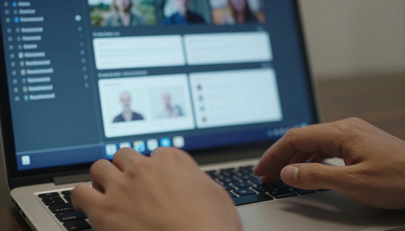 Filmmaker typing AI video prompts at a computer interface