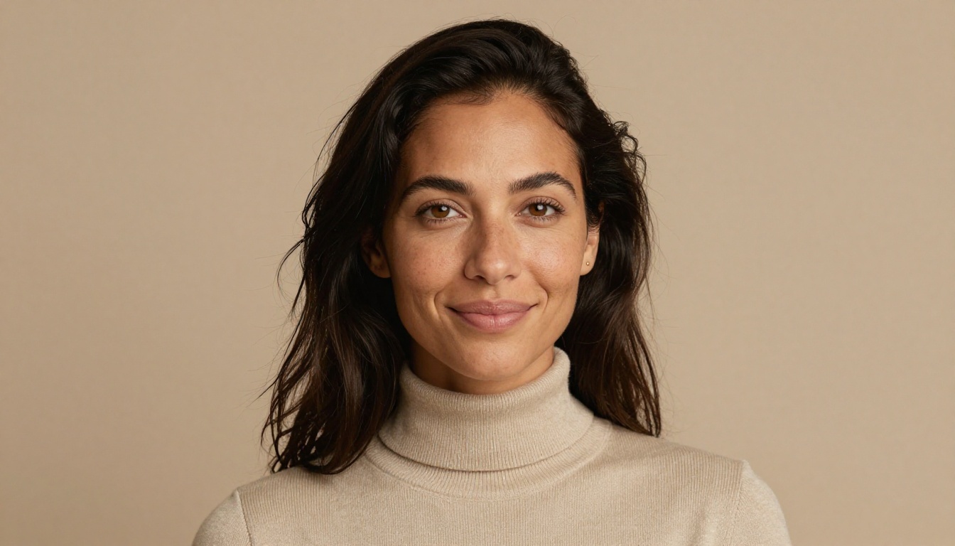 Natural studio portrait of a young woman in a warm sweater Natural studio portrait of a young woman in a warm sweater