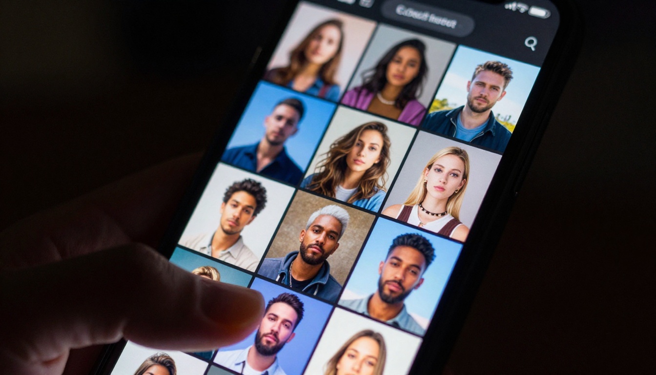 Smartphone screen displaying AI-generated image gallery