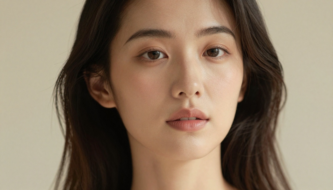 Close-up portrait of a woman's face at 45-degree angle, serene natural expression, soft diffused studio light from upper-left, fine pore texture on skin, Canon 85mm f/1.2 RAW 8K photography