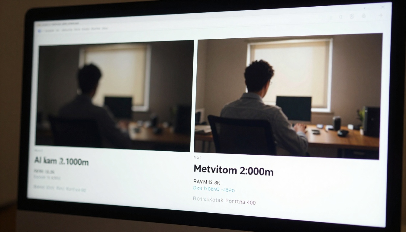 AI video comparison on dual monitor setup