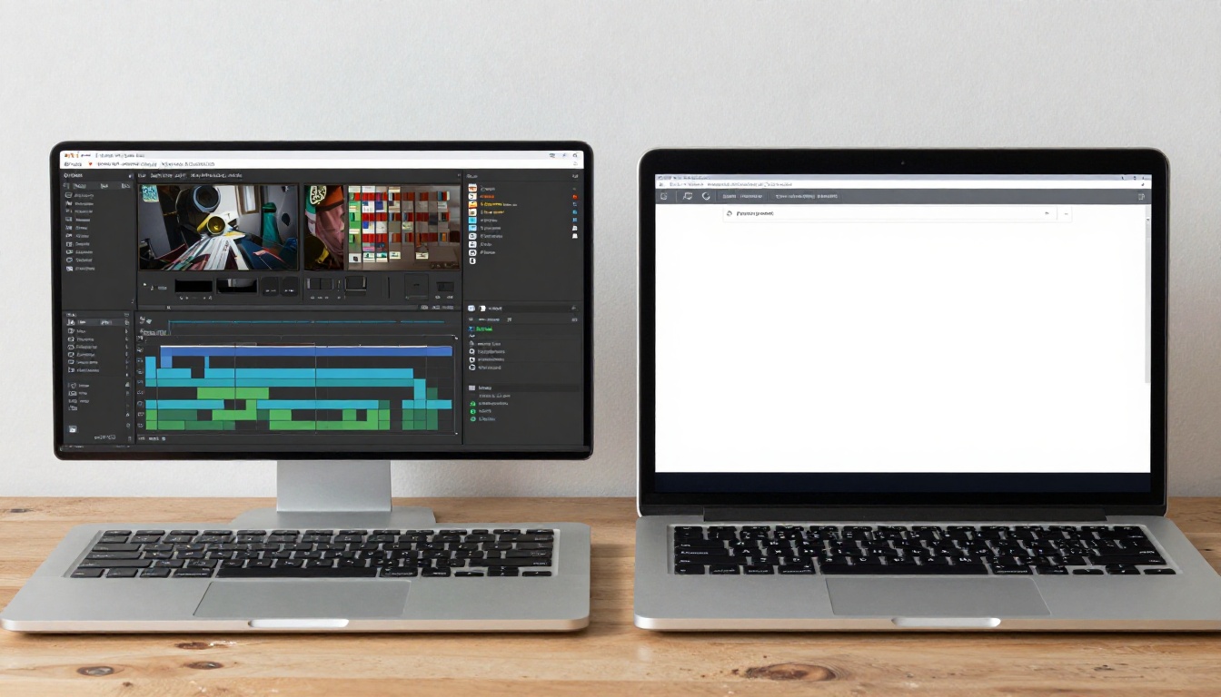 Side-by-side comparison of a cluttered editing timeline versus a clean AI video prompt interface