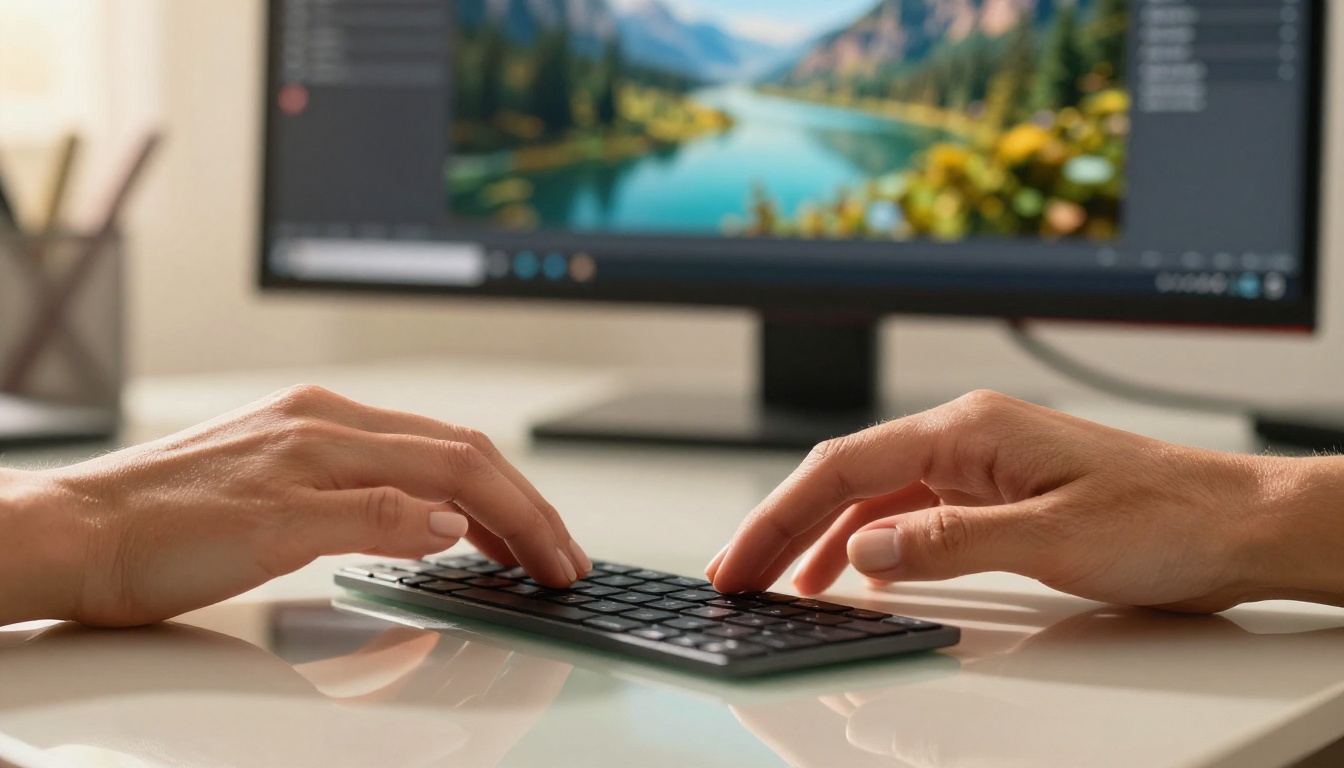AI creative workspace with professional monitors and design tools