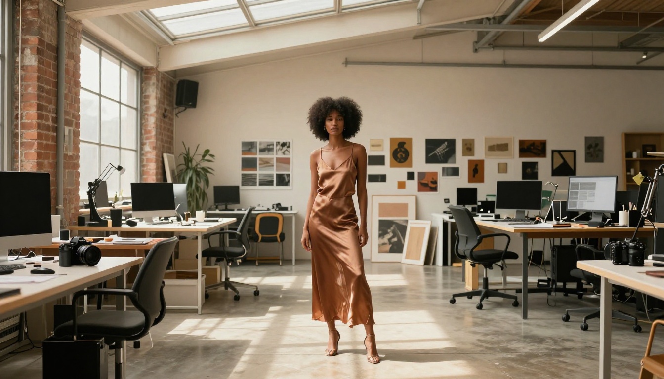 Wide creative studio with natural overhead light
