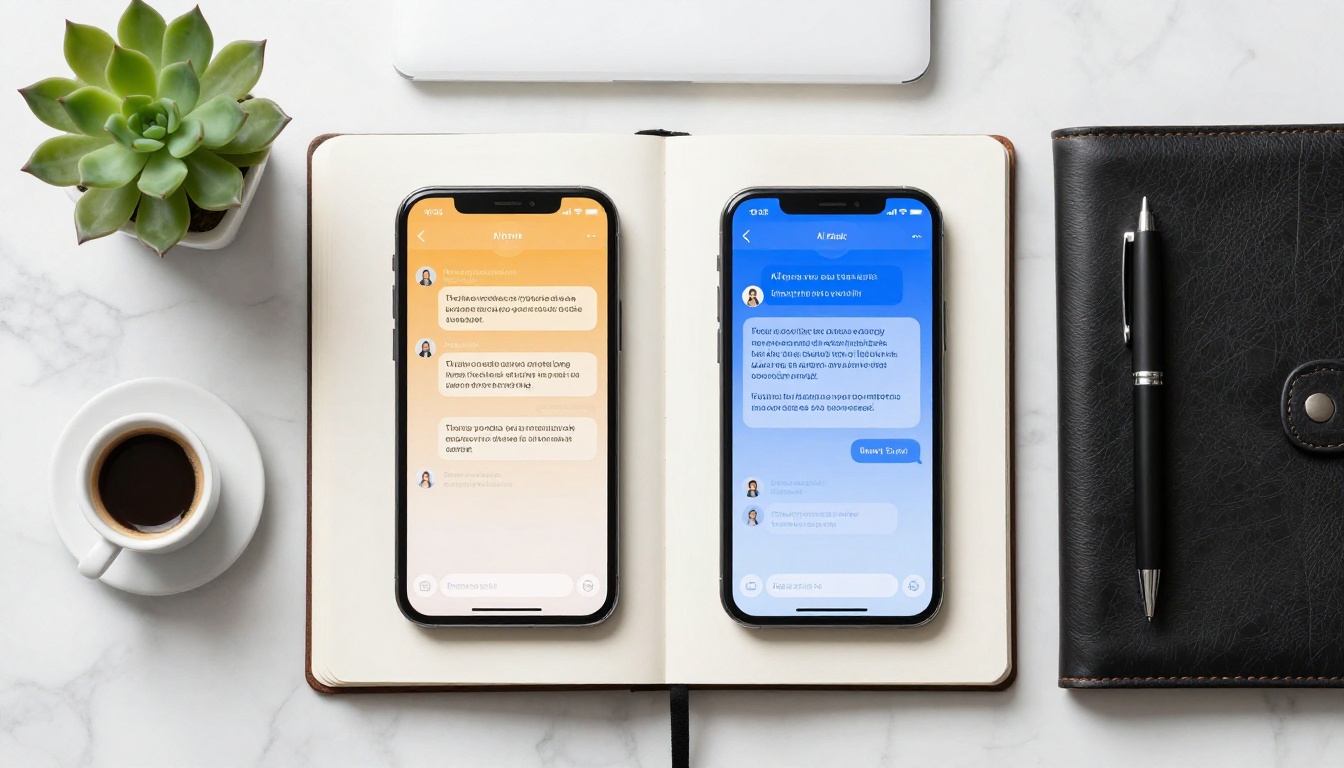 Two AI chat interface screens on smartphones side by side
